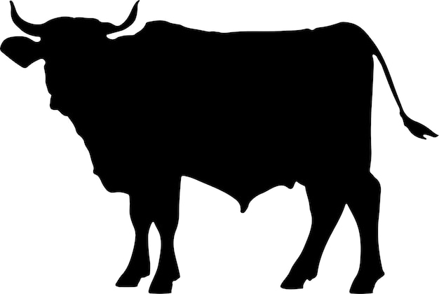 Ilustración de silueta de vaca con fondo blanco vectorial