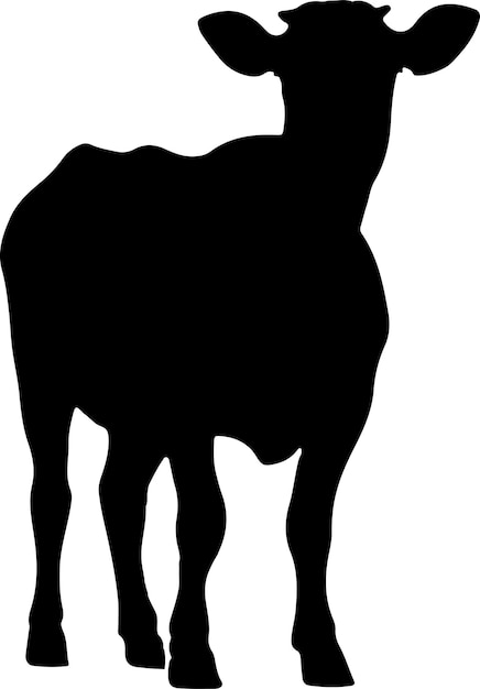 Ilustración de silueta de vaca con fondo blanco vectorial