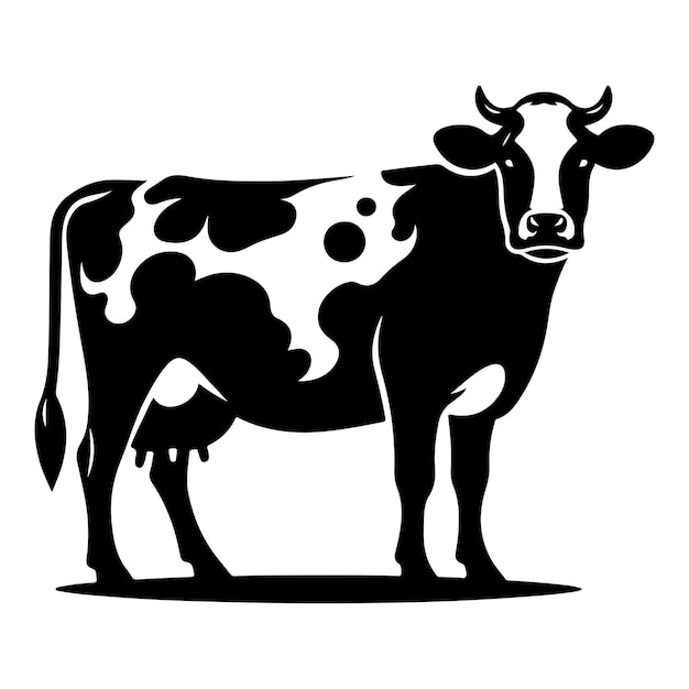 Ilustración de la silueta de la vaca negra y blanca