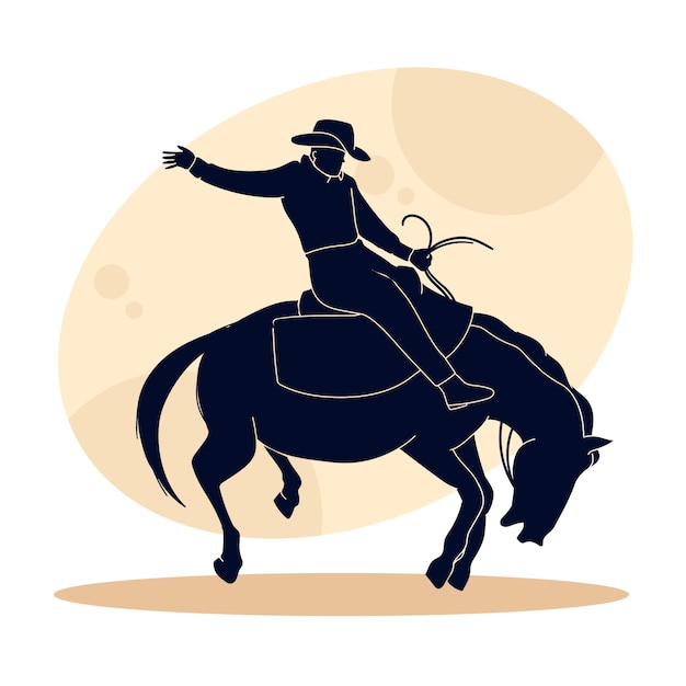 Vector ilustración de silueta de vaquero de diseño plano