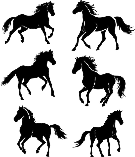Ilustración de silueta de vector de caballo corriendo 2