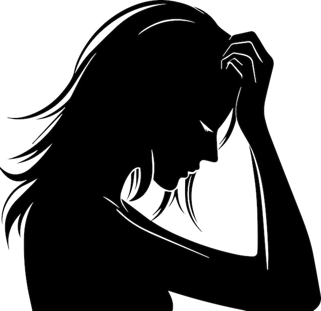 Ilustración de la silueta del vector de la mujer trastornada 23