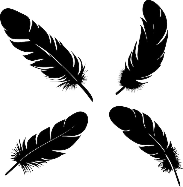 Ilustración de silueta de vector de pluma negra 3