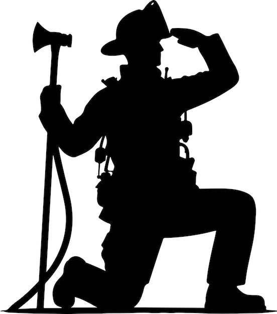Ilustración de la silueta vectorial de los bomberos en pose