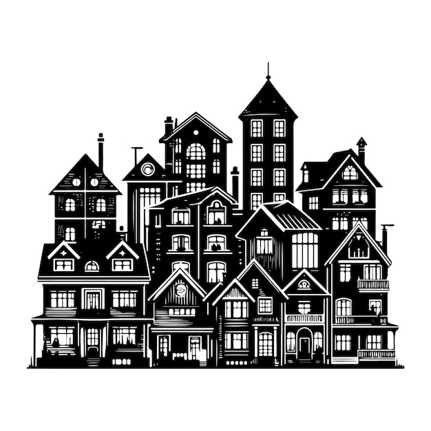 Ilustración de la silueta vectorial de la casa