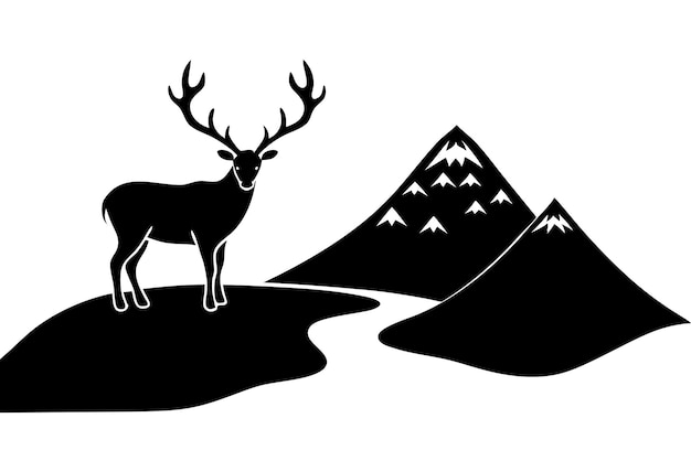 Ilustración de la silueta vectorial de un ciervo de pie