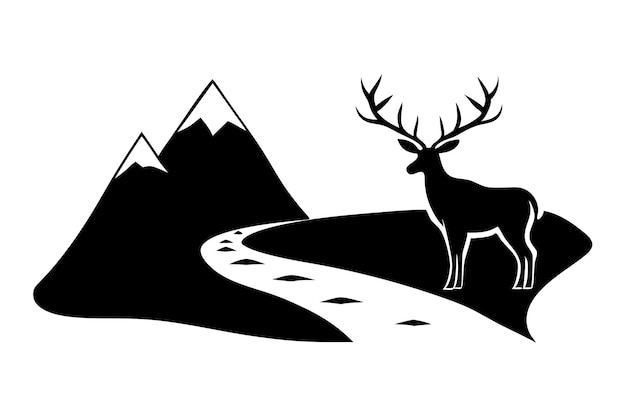 Ilustración de la silueta vectorial de un ciervo de pie