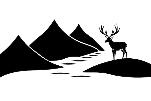 Ilustración de la silueta vectorial de un ciervo de pie