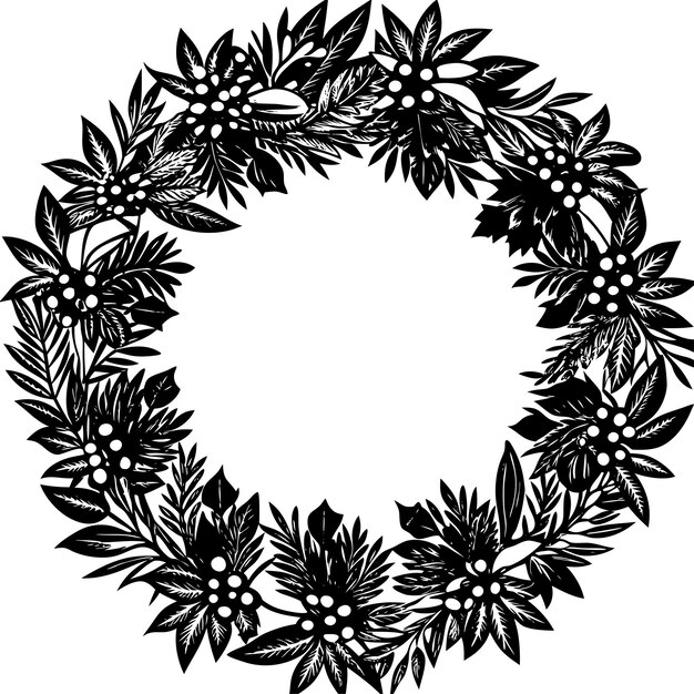 Ilustración de la silueta vectorial de la corona de Navidad