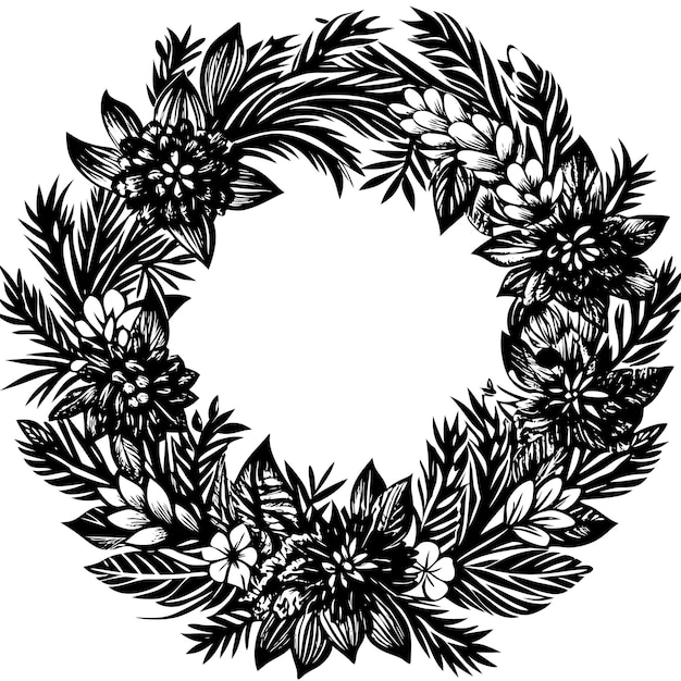 Ilustración de la silueta vectorial de la corona de Navidad