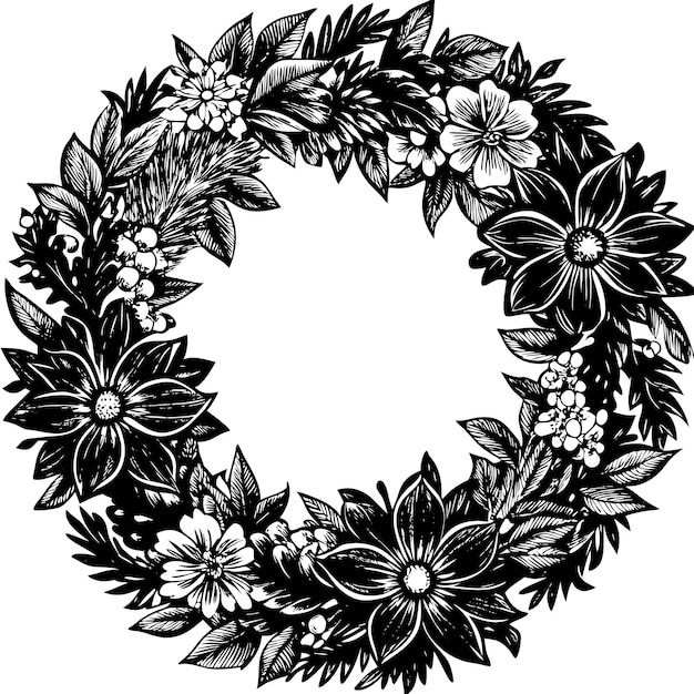 Ilustración de la silueta vectorial de la corona de Navidad