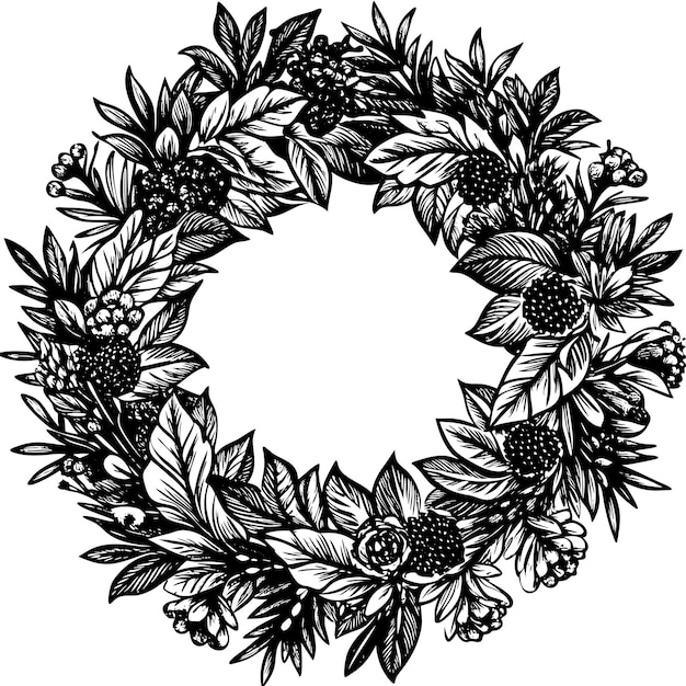 Ilustración de la silueta vectorial de la corona de Navidad
