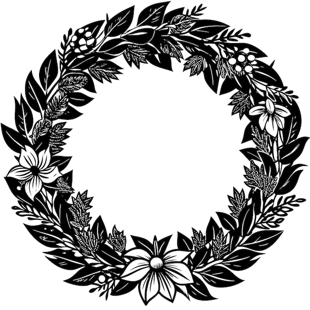Ilustración de la silueta vectorial de la corona de Navidad
