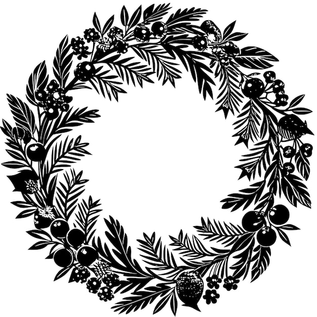 Ilustración de la silueta vectorial de la corona de Navidad