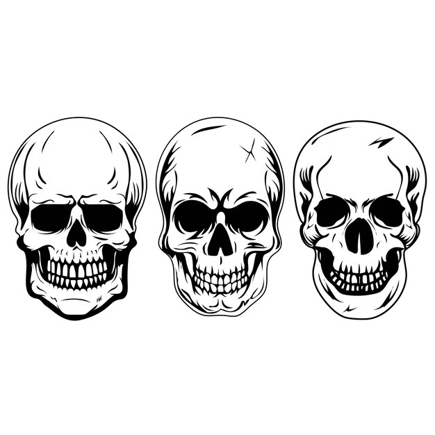Ilustración de silueta vectorial de cráneo humano Icono gótico Concepto de muerte Diseño espeluznante
