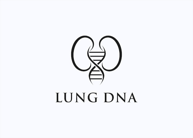 Vector ilustración de silueta vectorial de diseño de logotipo de adn pulmonar