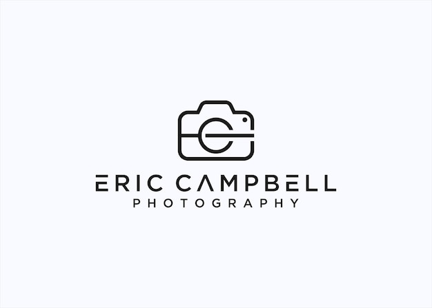 ilustración de silueta vectorial de diseño de logotipo de cámara ec inicial