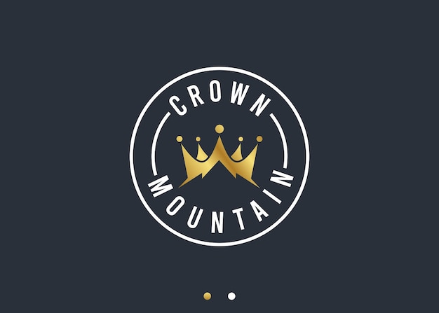Ilustración de silueta vectorial con el diseño del logotipo de la corona de la montaña
