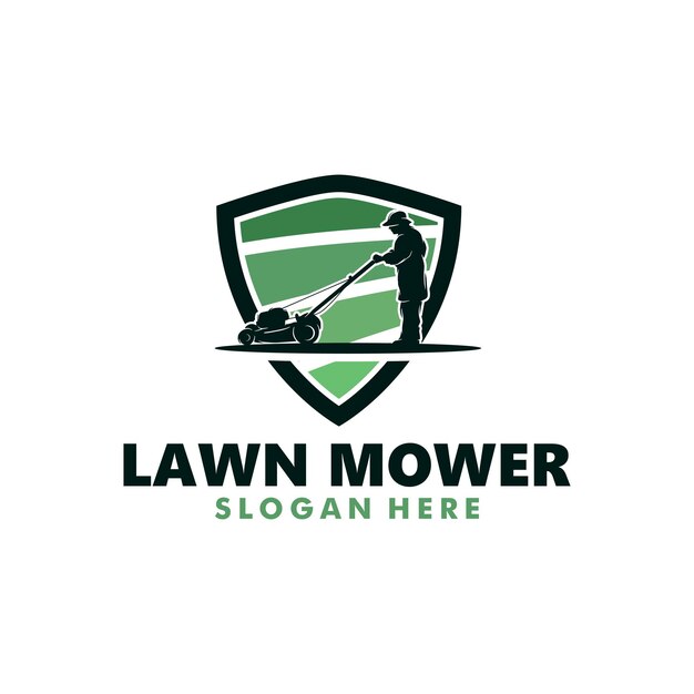 Ilustración de la silueta vectorial del diseño del logotipo de Lawn Mower