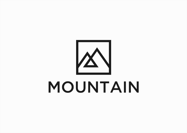 ilustración de silueta vectorial de diseño de logotipo de montaña sobre fondo blanco