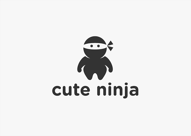 Ilustración de silueta vectorial de diseño de logotipo ninja