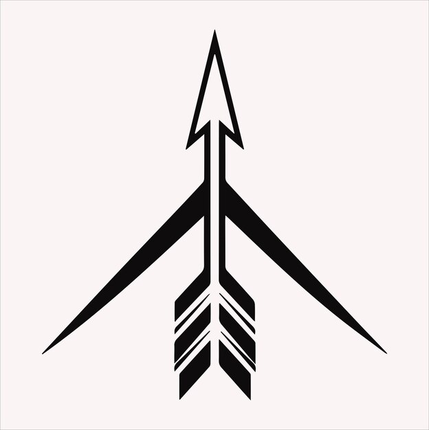 Ilustración de la silueta vectorial de la flecha y el arco