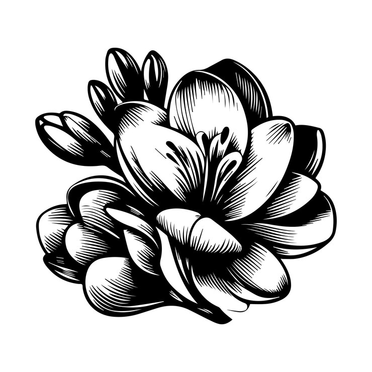 Vector ilustración de silueta vectorial de freesia conjunto de flores siluetas negras de freesia aisladas