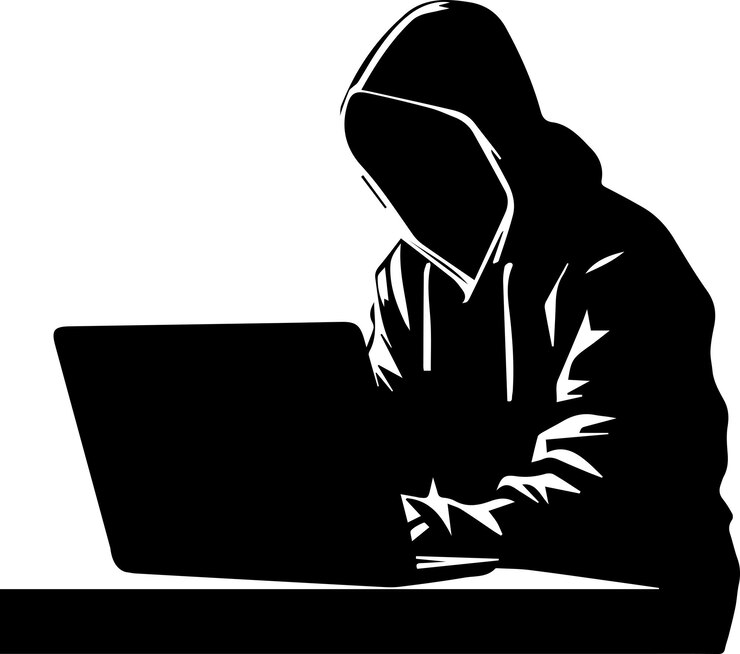 Vector ilustración de la silueta vectorial del hacker 11