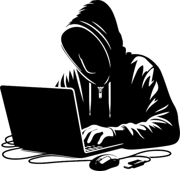 Vector ilustración de la silueta vectorial del hacker