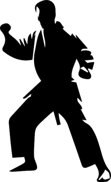 Vector ilustración de la silueta vectorial del hombre de kung fu 13