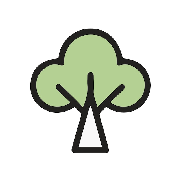 Ilustración de silueta vectorial del ícono del árbol dibujado a mano