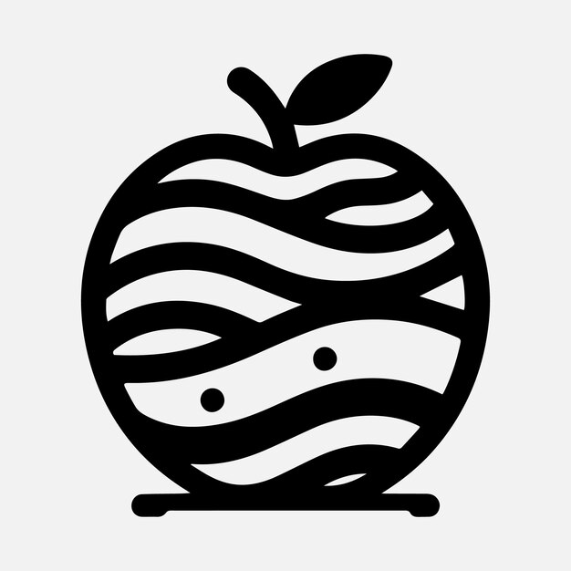 Ilustración de la silueta vectorial del ícono de la manzana El conjunto de íconos de la Manzana Íconos vectoriales de la manzanilla Símbolos de manzana