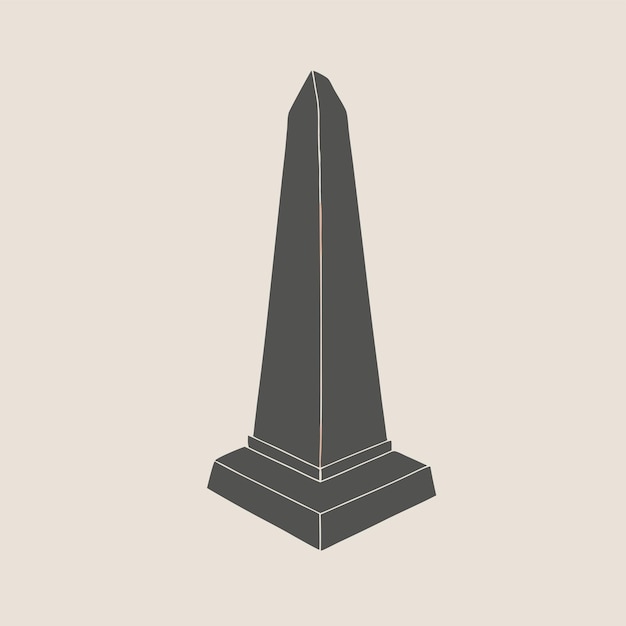 Ilustración de silueta vectorial del icono del obelisco con fondo blanco aislado