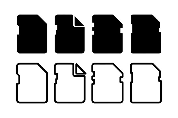 Ilustración de la silueta vectorial del icono de la tarjeta de memoria SD