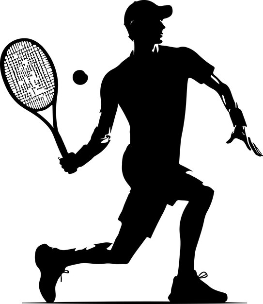 Ilustración de la silueta vectorial del jugador de tenis vectorial