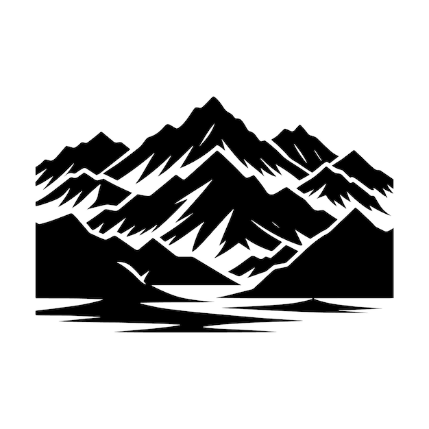 Ilustración de silueta vectorial de las montañas
