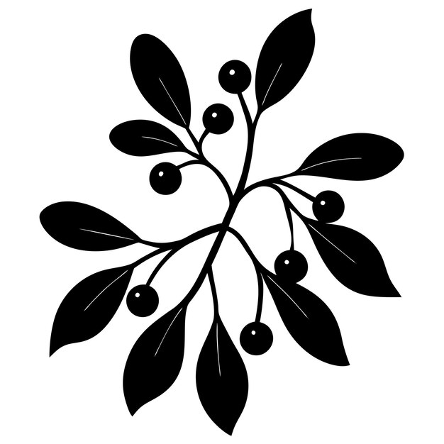 Ilustración de la silueta vectorial del muérdago de Navidad