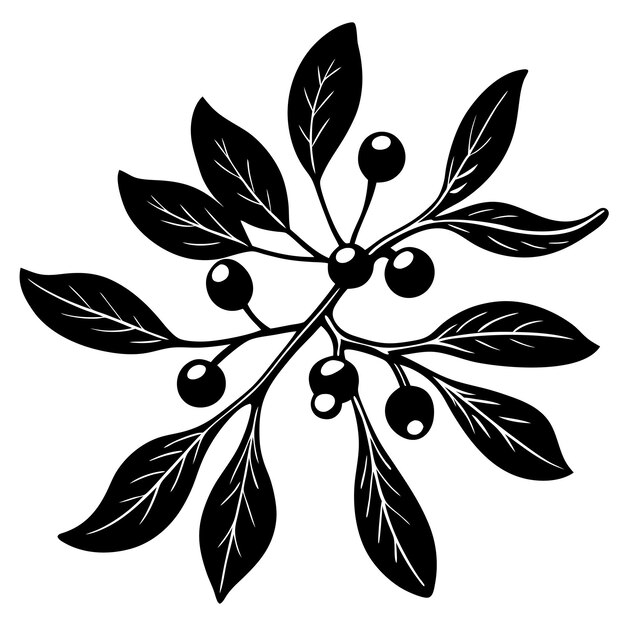Ilustración de la silueta vectorial del muérdago de Navidad