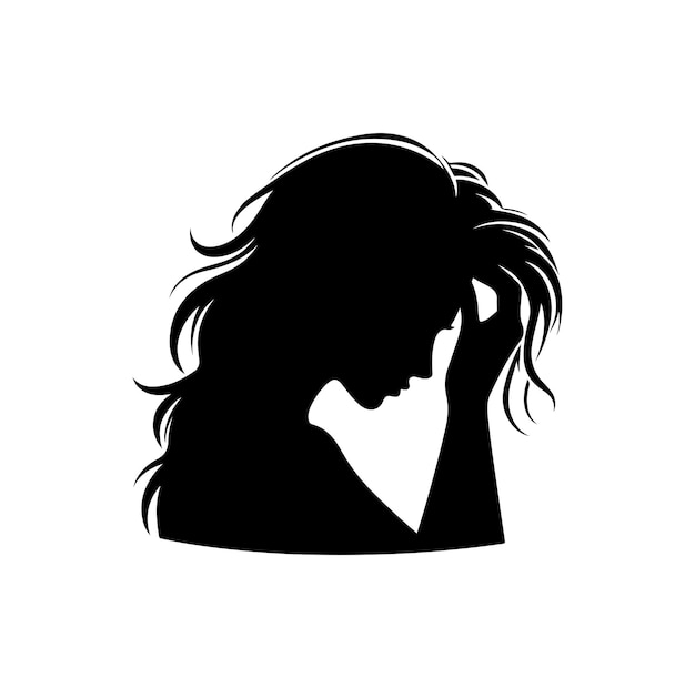 Ilustración de la silueta vectorial de una mujer molesta