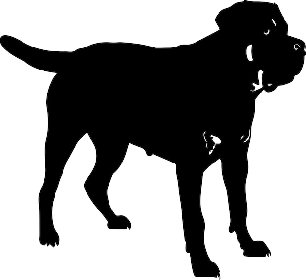 Ilustración de la silueta vectorial del perro Rottweiler en color negro