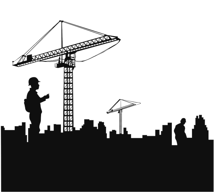 Vector ilustración de la silueta vectorial del sitio de construcción