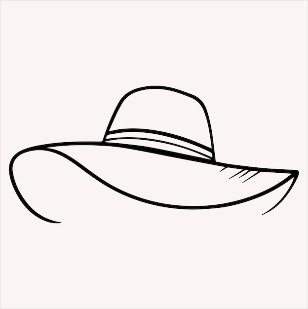 Ilustración de silueta vectorial de sombrero femenino en fondo blanco