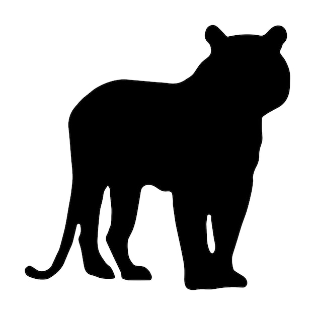Ilustración de silueta vectorial de tigre de pie aislada sobre un fondo blanco