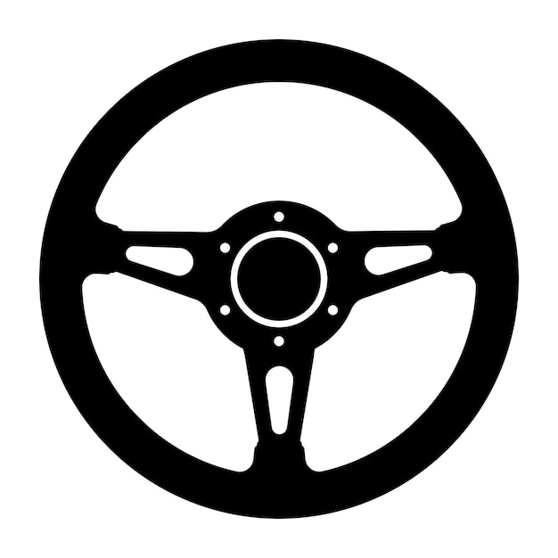 Ilustración de la silueta del volante de un coche de carreras moderno
