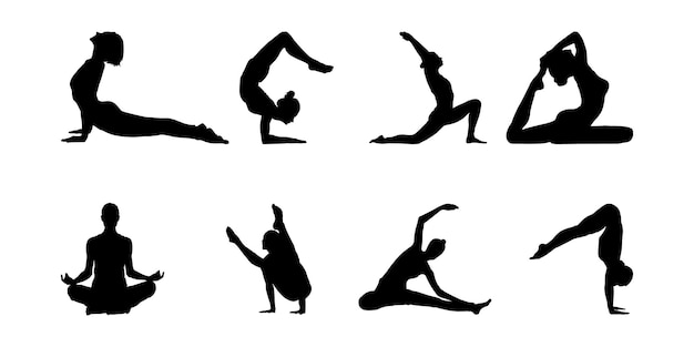 Ilustración de silueta de yoga vectorial