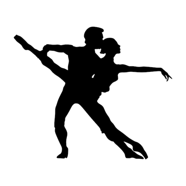 Ilustración de siluetas en el arte del dibujo profesional de la danza de ballet