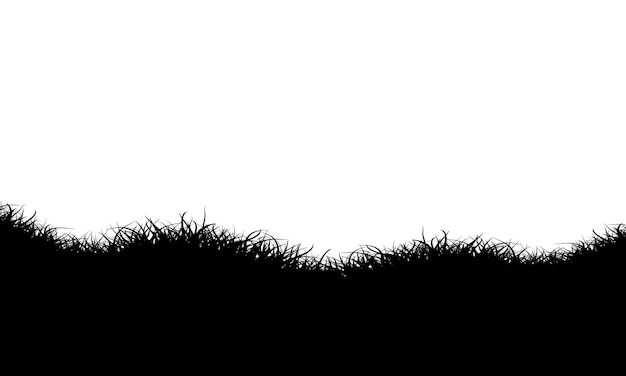 Ilustración de siluetas de hierba negra en fondo blanco