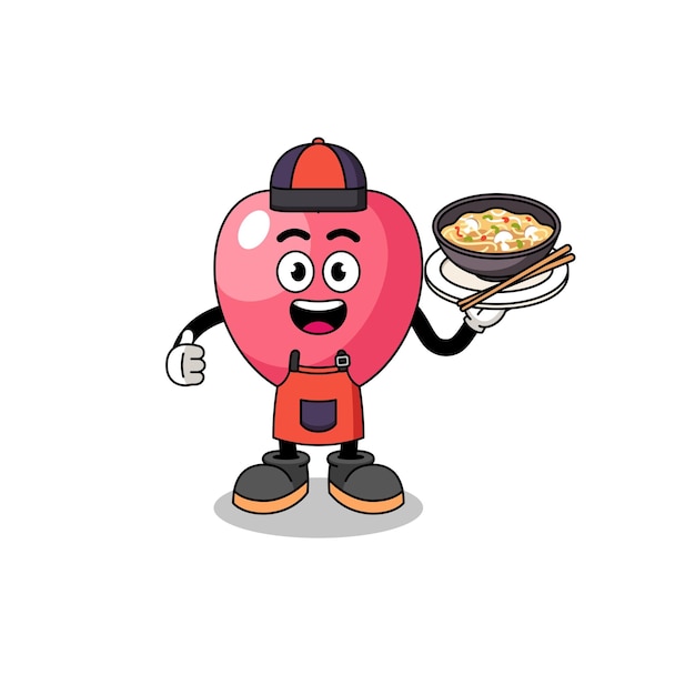 Ilustración del símbolo del corazón como chef asiático