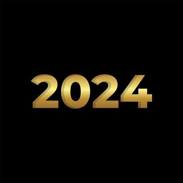 Vector ilustración del símbolo dorado del año 2024