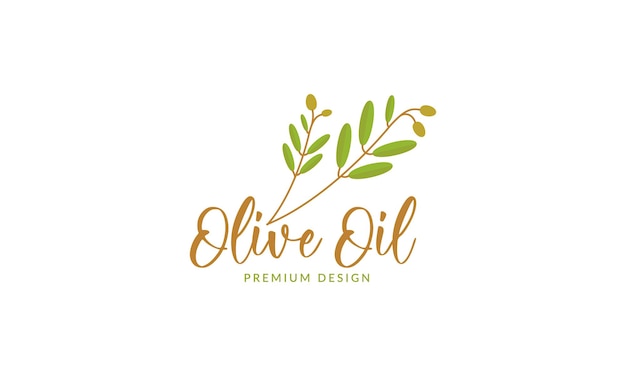 Ilustración de símbolo de icono de vector de diseño de logotipo de aceite de oliva de hoja colorida